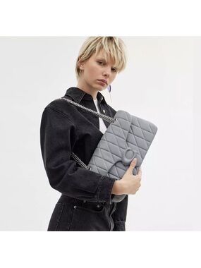 Coach Quilted Tabby Nappa Leather Shoulder Crossbody Bag Blue Grey CP146 NWT